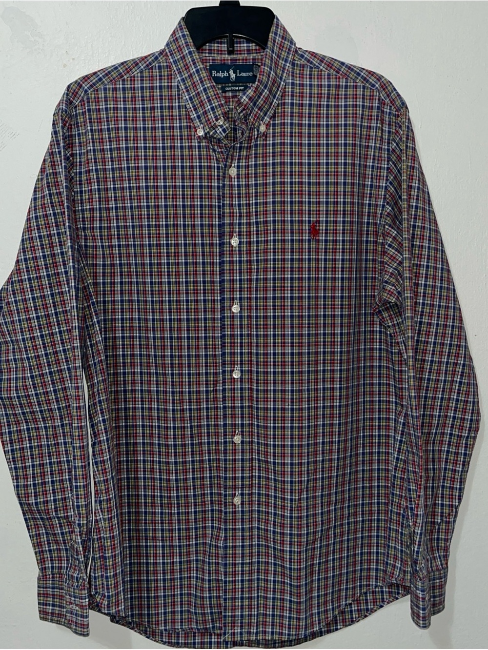 Ralph Lauren Custom Fit Long Sleeve Button Down Shirt Men's Large Plaid